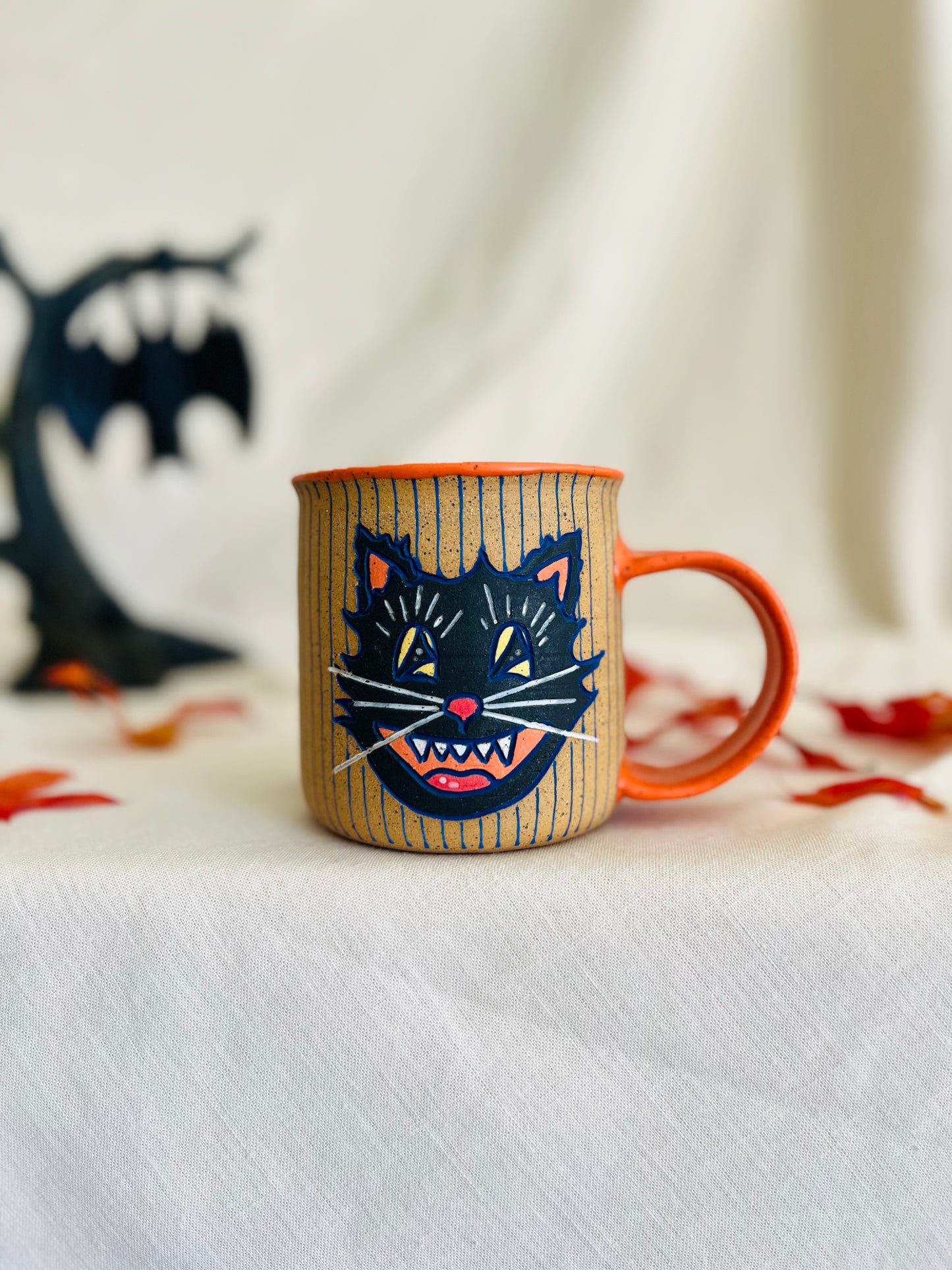 Black Cat + Pumpkin Mug