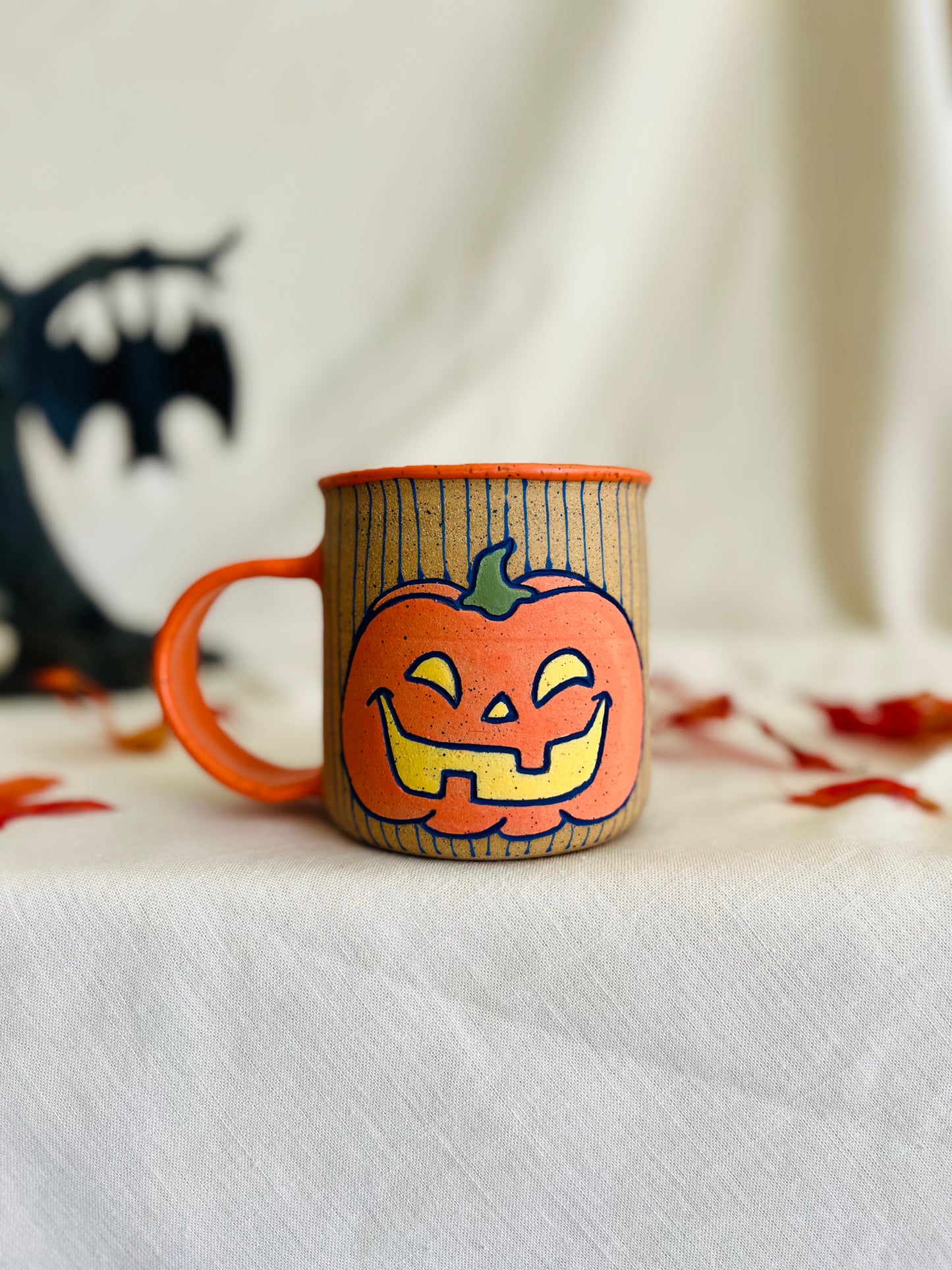 Black Cat + Pumpkin Mug