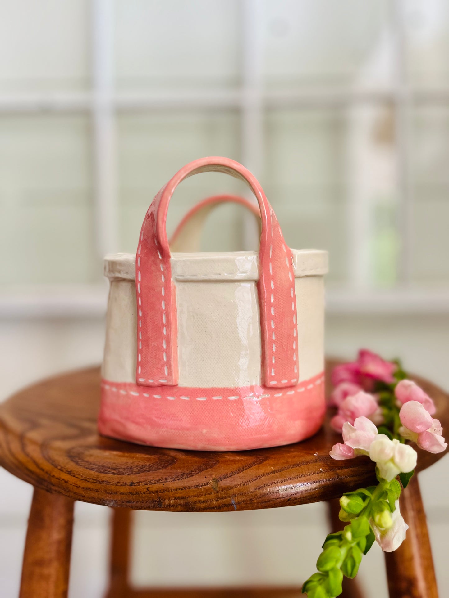 Tote Bag Vase: mini pink