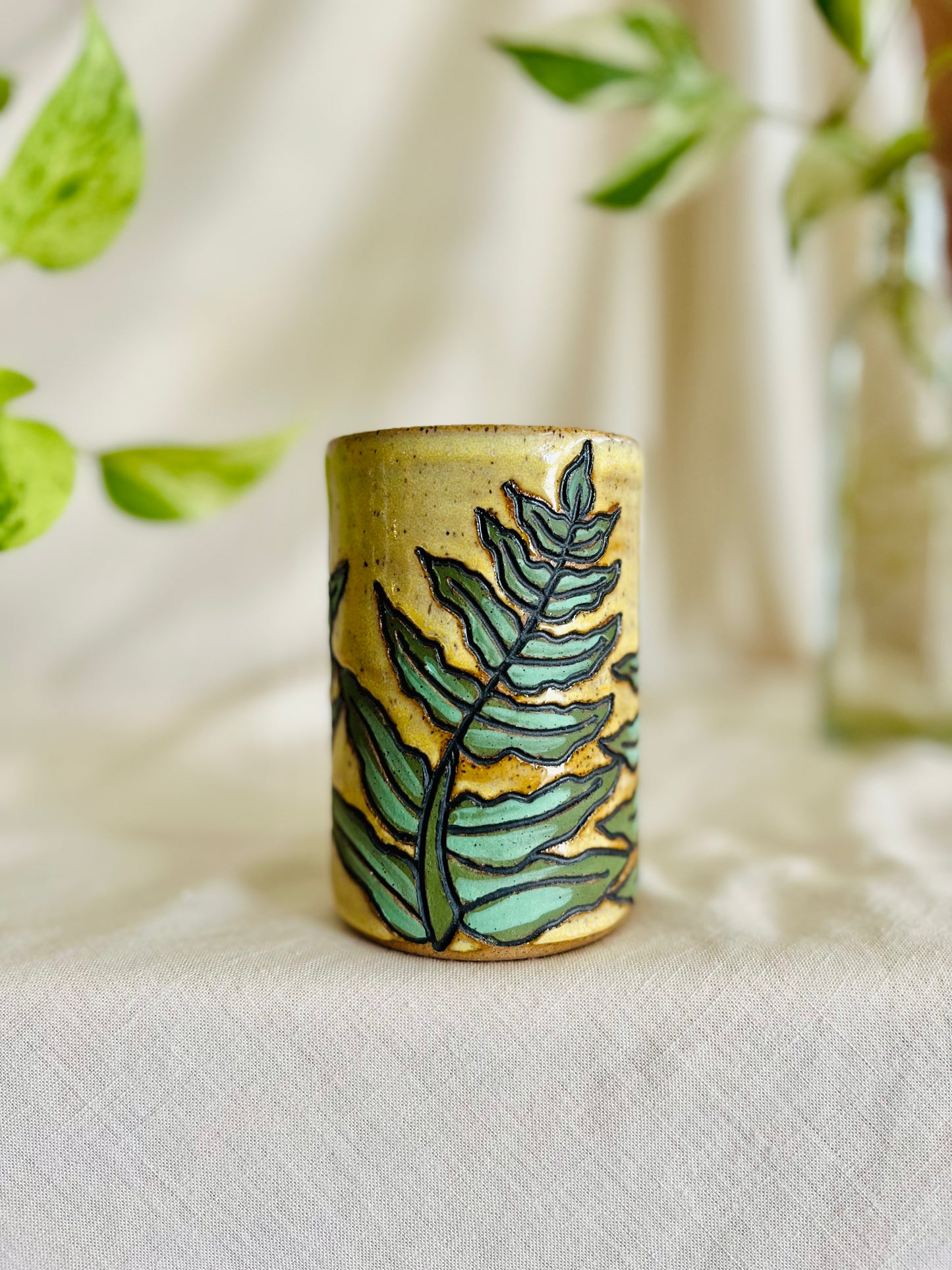 Fiddlehead Fern Mug: yellow frost