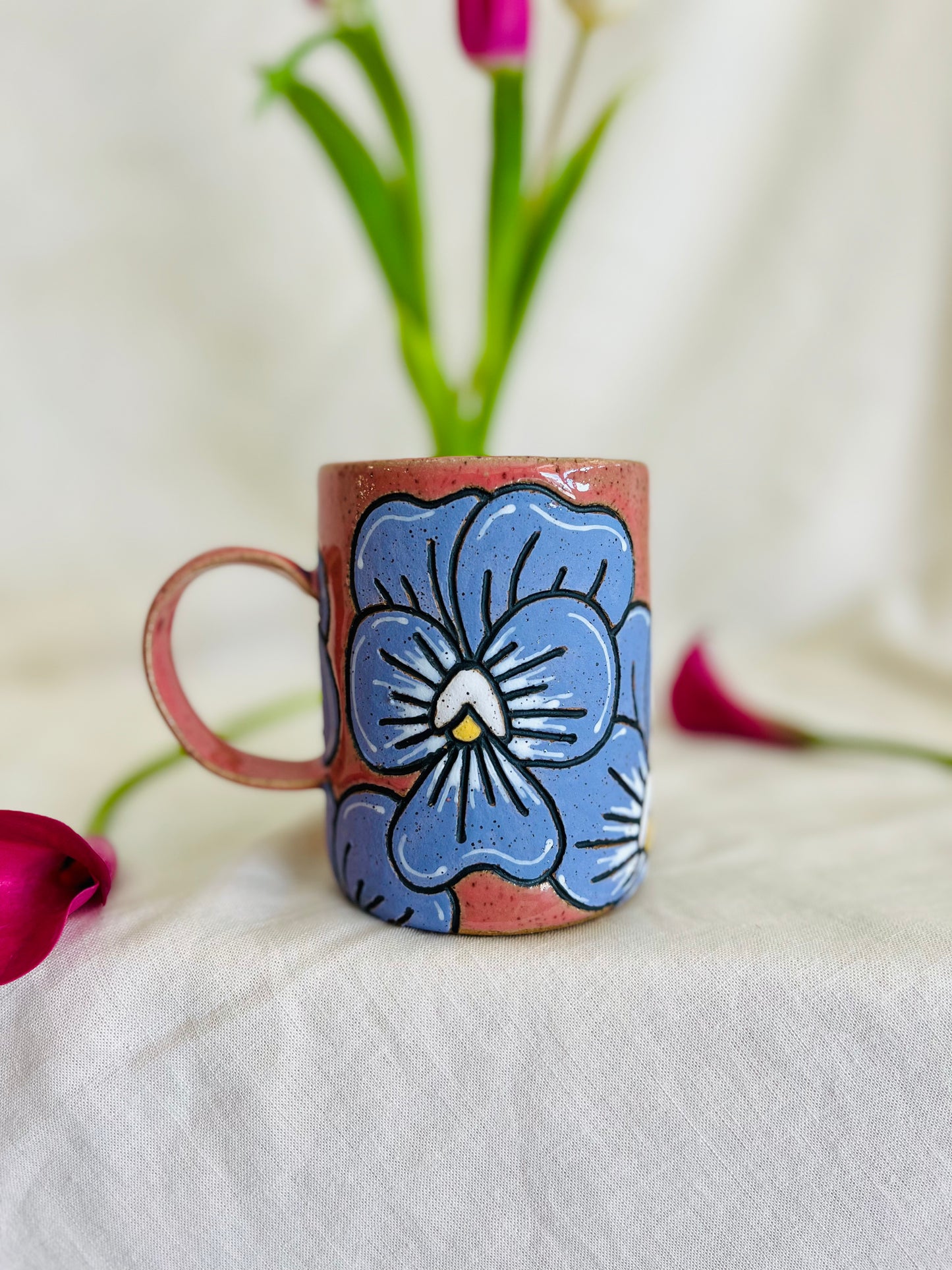 Violet Flower Mug (with stem)