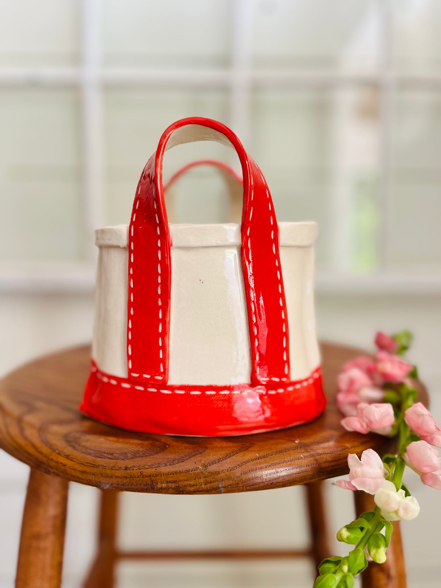 Tote Bag Planter: small red