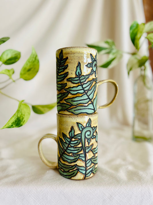 Fiddlehead Fern Mug: yellow frost
